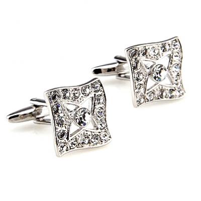 Silver Center Crystal Crown Star Cufflinks.jpg